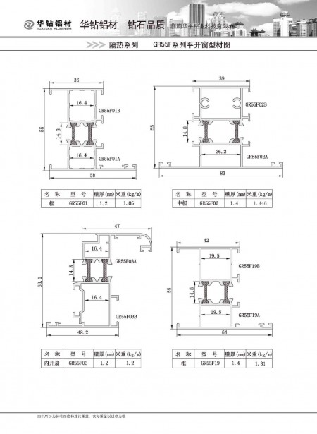 GR55F系列平開(kāi)窗型材圖