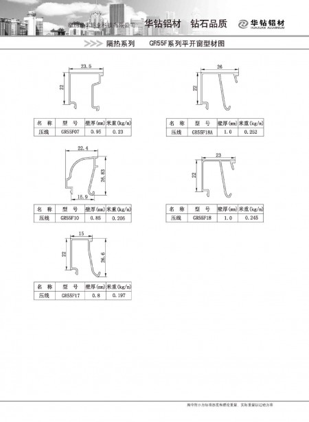 GR55F系列平開(kāi)窗型材圖